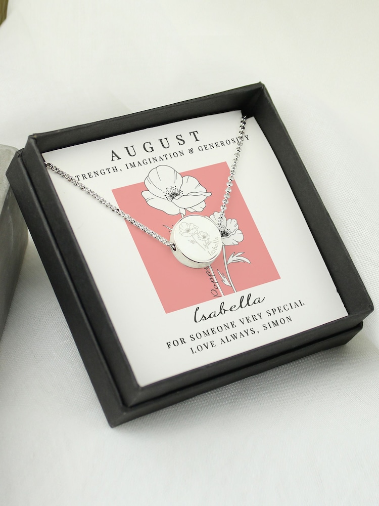 Personalised August Birth Flower Necklace and Box by PMC - Image 4 of 4