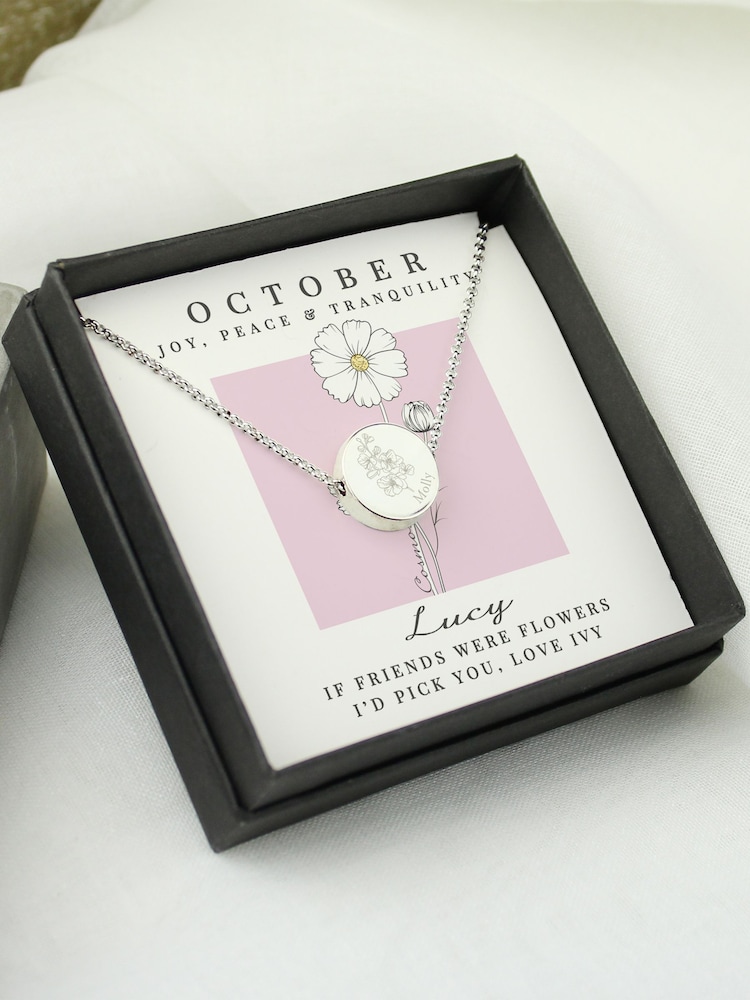 Personalised October Birth Flower Necklace and Box by PMC - Image 4 of 4