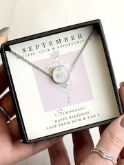 Personalised September Birth Flower Necklace and Box by PMC - Image 1 of 4