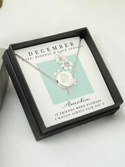 Personalised December Birth Flower Necklace and Box by PMC - Image 1 of 4