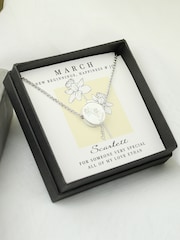 Personalised March Birth Flower Necklace and Box by PMC - Image 4 of 4