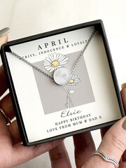 Personalised April Birth Flower Necklace and Box by PMC - Image 4 of 4