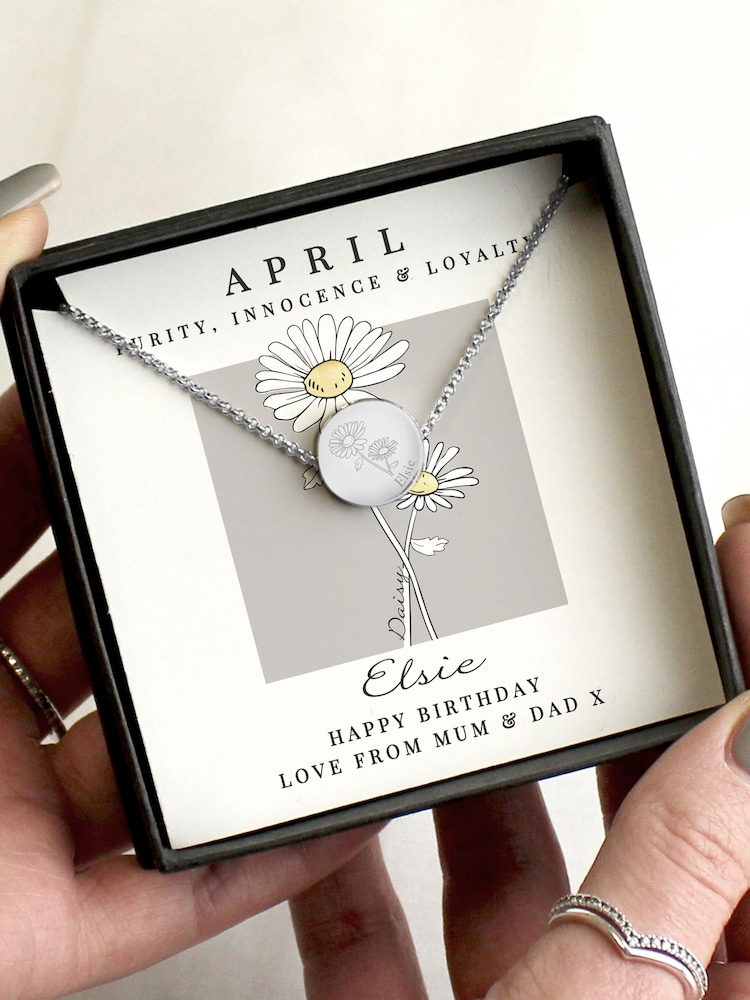 Personalised April Birth Flower Necklace and Box by PMC - Image 4 of 4