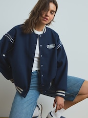 Navy Blue Varsity Lounge Jacket - Image 1 of 10