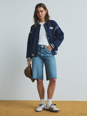 Navy Blue Varsity Lounge Jacket - Image 2 of 10