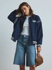 Navy Blue Varsity Lounge Jacket - Image 3 of 10