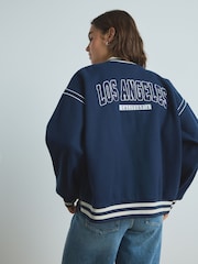 Navy Blue Varsity Lounge Jacket - Image 4 of 10