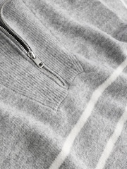 Grey Stripe Half Zip Knit Jumper - Image 8 of 8