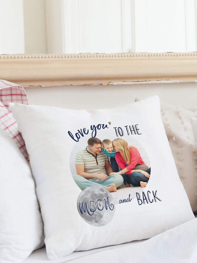 Personalised Moon and Back Photo Upload Cushion by PMC - Image 1 of 3