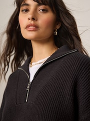 Chocolate Brown Half Zip Knit Jumper - Image 3 of 7
