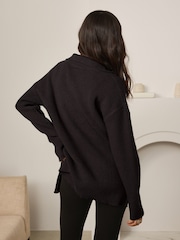 Chocolate Brown Half Zip Knit Jumper - Image 4 of 7