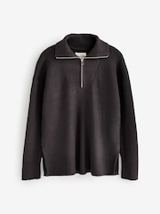 Chocolate Brown Half Zip Knit Jumper - Image 6 of 7