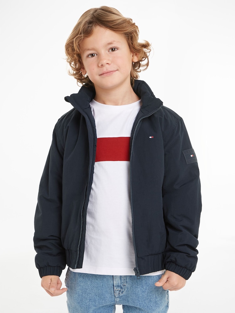 Tommy Hilfiger Blue Essential Padded Bomber Jacket - Image 1 of 6 Tommy Hilfiger Blue Essential Padded Bomber Jacket - Image 1 of 6