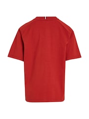 Tommy Hilfiger Red Varsity Embroidered 100% Cotton T-Shirt - Image 5 of 6