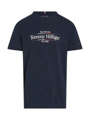 Tommy Hilfiger Blue Regular Fit Icon Print 100% Cotton T-Shirt - Image 4 of 6