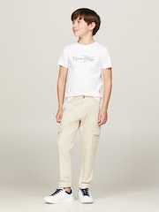 Tommy Hilfiger White Regular Fit Icon Print 100% Cotton T-Shirt - Image 1 of 4