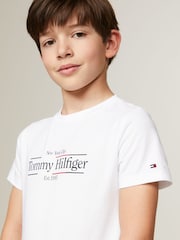 Tommy Hilfiger White Regular Fit Icon Print 100% Cotton T-Shirt - Image 3 of 4