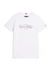 Tommy Hilfiger White Regular Fit Icon Print 100% Cotton T-Shirt - Image 4 of 4