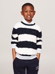Tommy Hilfiger White Colourblock Regular Fit Sweater - Image 3 of 5