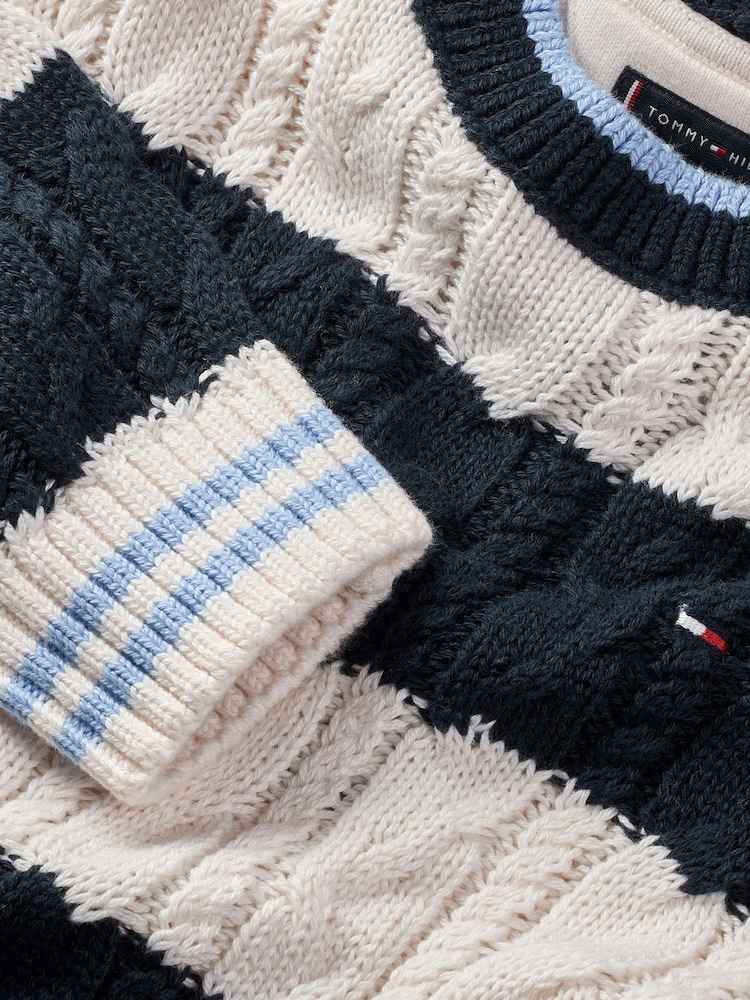 Tommy Hilfiger White Colourblock Regular Fit Sweater - Image 5 of 5