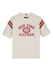 Tommy Hilfiger White Monotype Embroidered 100% Cotton T-Shirt - Image 1 of 5