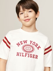 Tommy Hilfiger White Monotype Embroidered 100% Cotton T-Shirt - Image 3 of 5