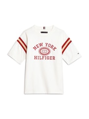 Tommy Hilfiger White Monotype Embroidered 100% Cotton T-Shirt - Image 4 of 5