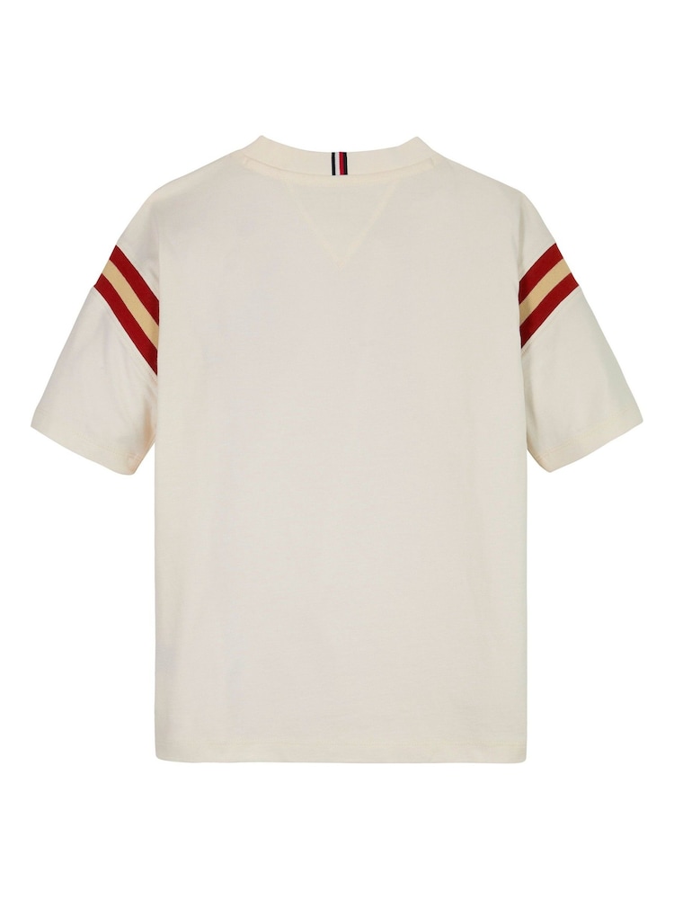 Tommy Hilfiger White Monotype Embroidered 100% Cotton T-Shirt - Image 5 of 5