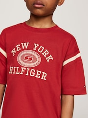 Tommy Hilfiger Red Monotype Embroidered 100% Cotton T-Shirt - Image 3 of 5