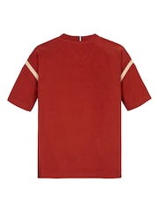 Tommy Hilfiger Red Monotype Embroidered 100% Cotton T-Shirt - Image 5 of 5