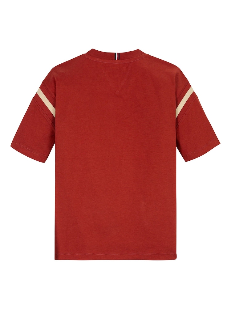 Tommy Hilfiger Red Monotype Embroidered 100% Cotton T-Shirt - Image 5 of 5