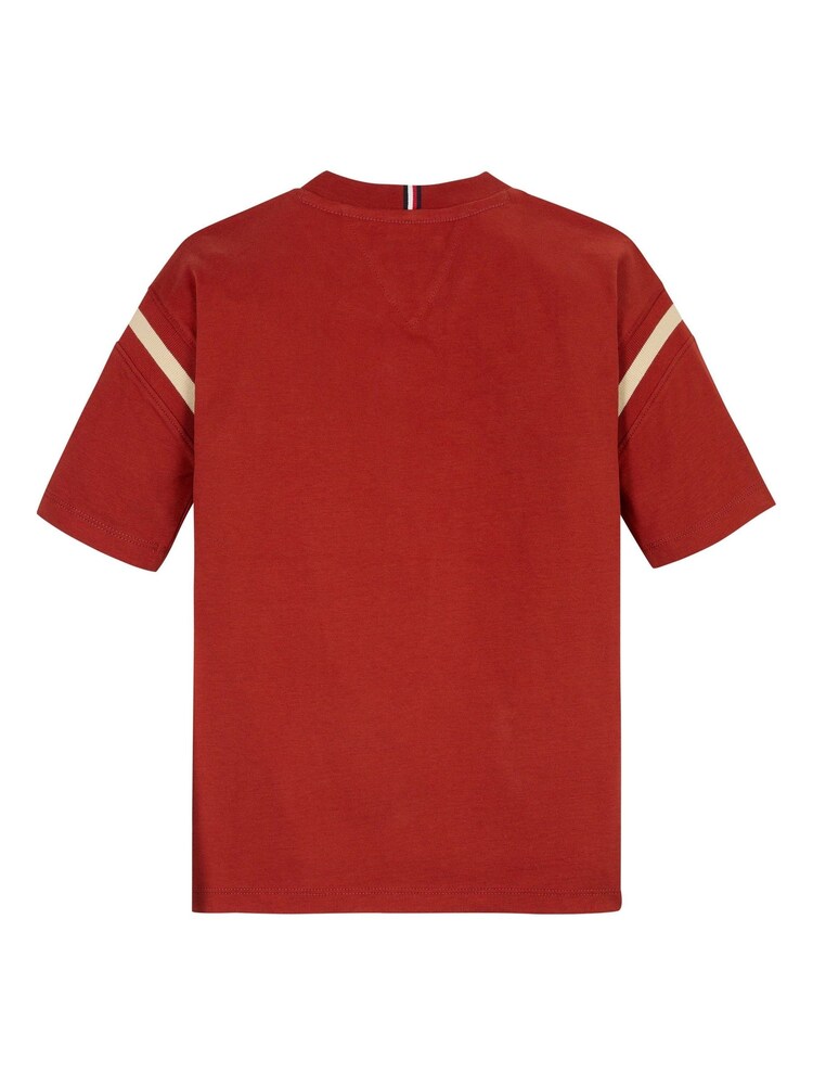 Tommy Hilfiger Red Monotype Embroidered 100% Cotton T-Shirt - Image 5 of 5 Tommy Hilfiger Red Monotype Embroidered 100% Cotton T-Shirt - Image 5 of 5