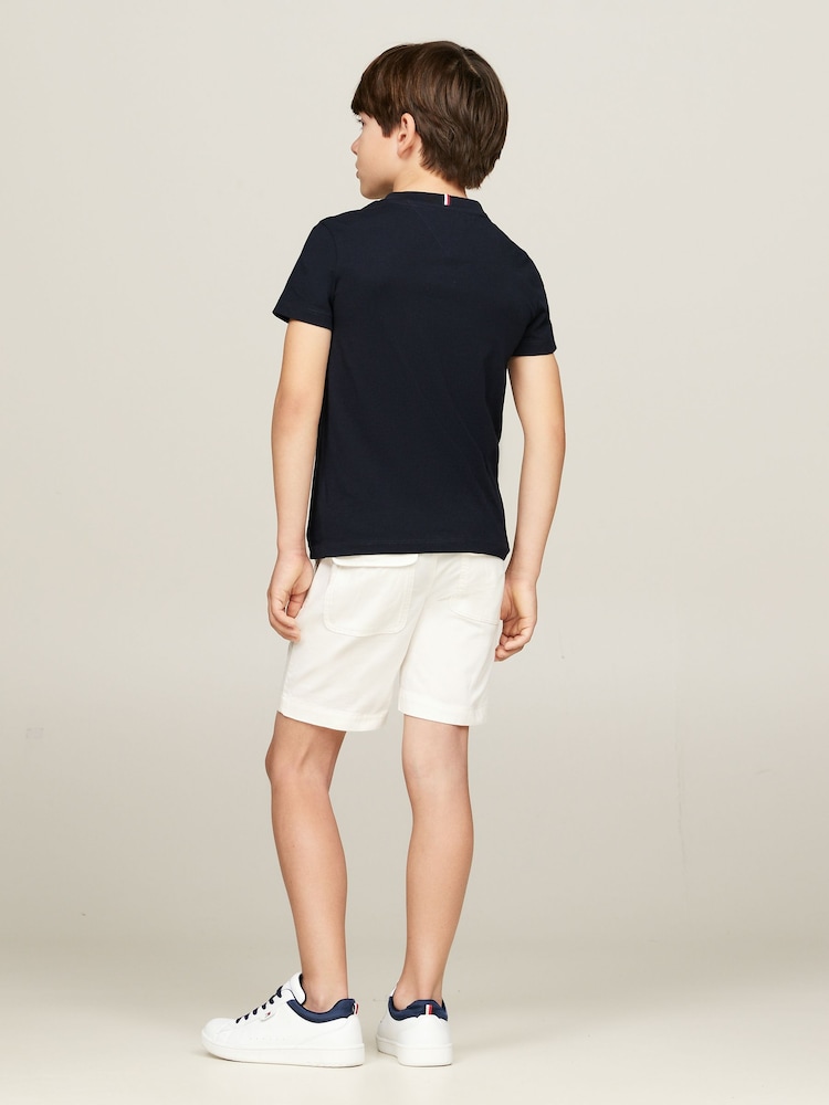 Tommy Hilfiger Blue Regular Fit Print 100% Cotton T-Shirt - Image 2 of 6 Tommy Hilfiger Blue Regular Fit Print 100% Cotton T-Shirt - Image 2 of 6