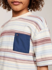 Tommy Hilfiger Red Utility Pocket 100% Cotton T-Shirt - Image 3 of 4