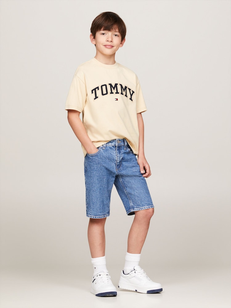 Tommy Hilfiger Ivory Varsity Embroidered 100% Cotton T-Shirt - Image 1 of 5