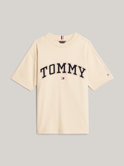 Tommy Hilfiger Ivory Varsity Embroidered 100% Cotton T-Shirt - Image 4 of 5