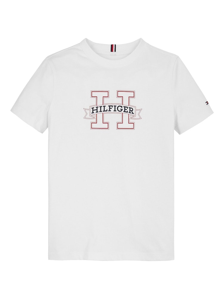Bela - Tommy Hilfiger majica običajnega kroja s potiskom iz 100% bombaža - Slika 1 iz 5