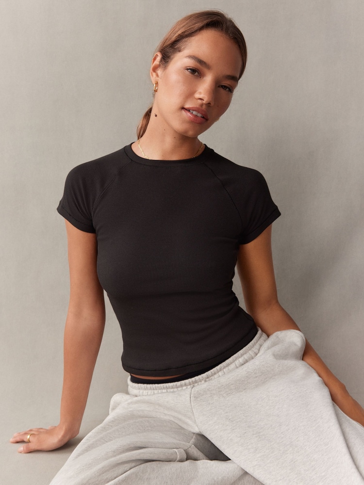 self. Black Fitted Rib T-Shirt - Image 1 of 8