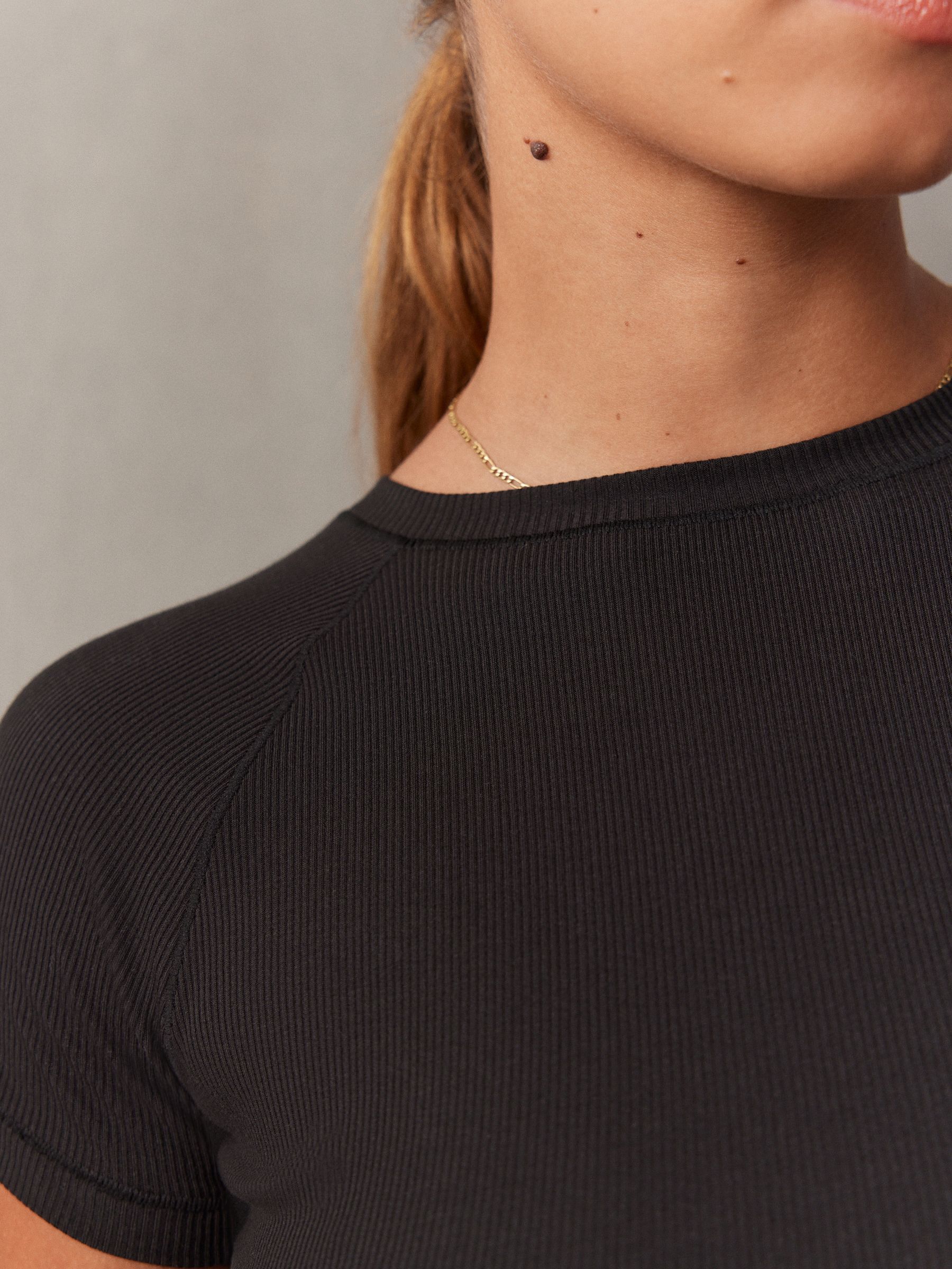 Buy self. Black Fitted Rib T-Shirt from Next Canada