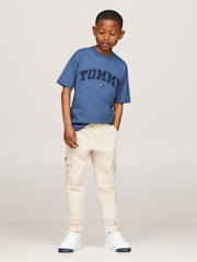 Tommy Hilfiger Blue Varsity Embroidered 100% Cotton T-Shirt - Image 1 of 4