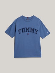 Tommy Hilfiger Blue Varsity Embroidered 100% Cotton T-Shirt - Image 4 of 4