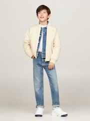 Tommy Hilfiger White Padded Bomber Jacket - Image 1 of 5