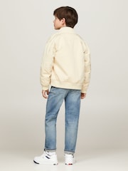 Tommy Hilfiger White Padded Bomber Jacket - Image 2 of 5