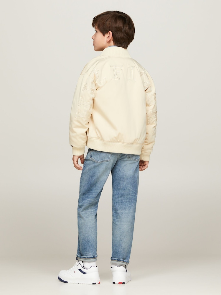 Tommy Hilfiger White Padded Bomber Jacket - Image 2 of 5