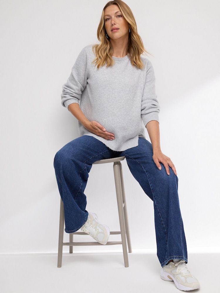 Dark Blue Maternity Wide Leg 100% Cotton Jeans - Image 2 of 9