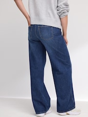 Dark Blue Maternity Wide Leg 100% Cotton Jeans - Image 3 of 9