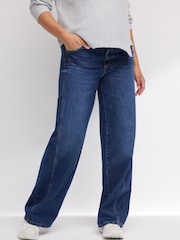 Dark Blue Maternity Wide Leg 100% Cotton Jeans - Image 4 of 9