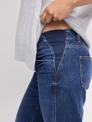 Dark Blue Maternity Wide Leg 100% Cotton Jeans - Image 5 of 9