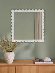 White Scallop Edged Wall Mirror - Image 1 of 5