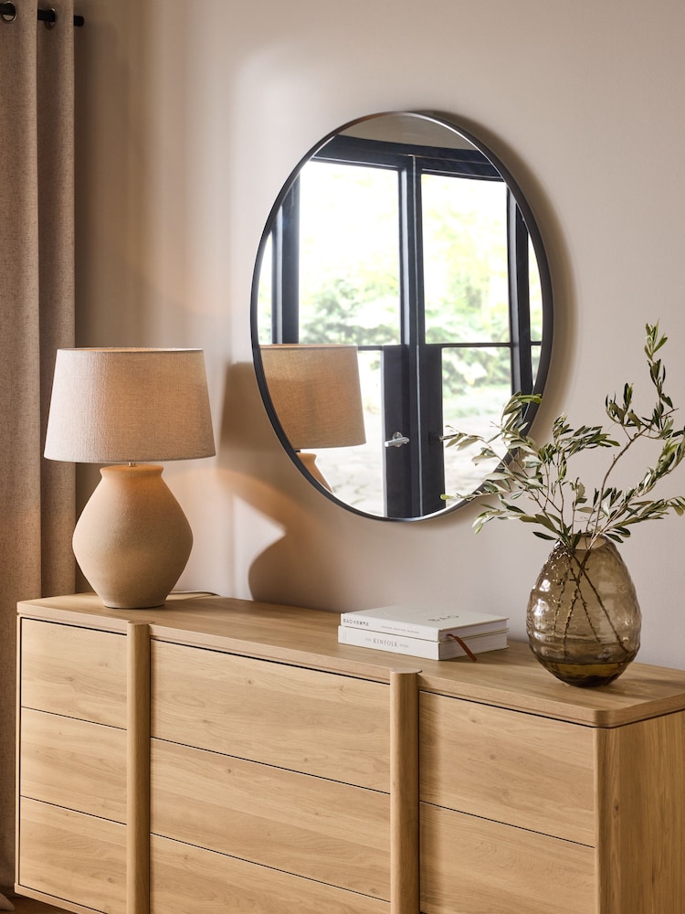 Black Round 90cm Wall Mirror - Image 2 of 6